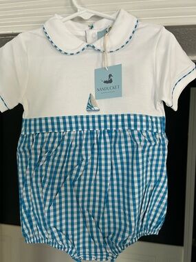 Baby Sail Away Bubble Romper - Blue & White super soft!! NWT!